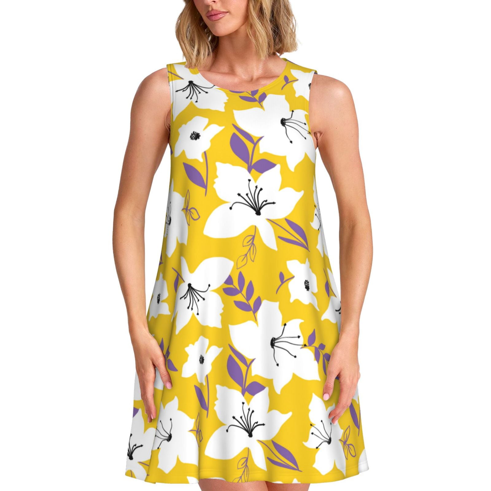 Daiia Lilies Flowers Print Women's Dresses 2025 Trendy Short sleeve ...