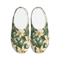 thumbnail image 1 of Daiia Lilies Flowers Print Women’s Fuzzy Slippers Memory Foam Lightweight House Shoes Cozy Loafer Flannel House Shoes-35/36, 1 of 7
