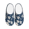 thumbnail image 1 of Daiia Lilies Flowers Print Women’s Fuzzy Slippers Memory Foam Lightweight House Shoes Cozy Loafer Flannel House Shoes-44/45, 1 of 7