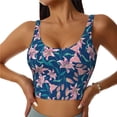 thumbnail image 1 of Daiia Lilies Flowers Printed Women's Sports Bra, Breathable Activewear Bra with U-Back Design and Removable Pads, Comfortable and Supportive for Yoga, Workout-X-Large, 1 of 8