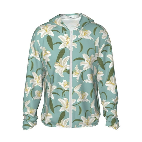 Daiia Lilies Flowers UPF 50+ Sun Protection Hoodie Jacket Lightweight Long Sleeve Sun Shirt for Women Men with Pocket Hiking Outdoor-3X-Large