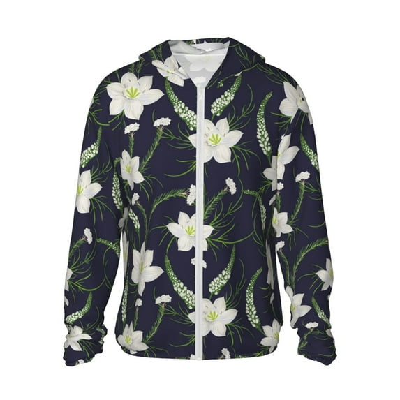 Daiia Lilies Flowers UPF 50+ Sun Protection Hoodie Jacket Lightweight Long Sleeve Sun Shirt for Women Men with Pocket Hiking Outdoor-Medium