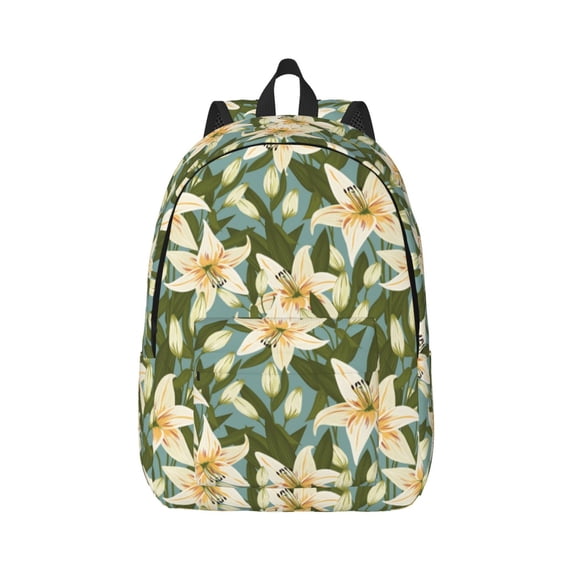 Daiia Lilies Flowers Vintage Canvas Backpack for Men and Women ,Hiking Backpack,Travel Laptop Bag for School,Large Capacity Backpack