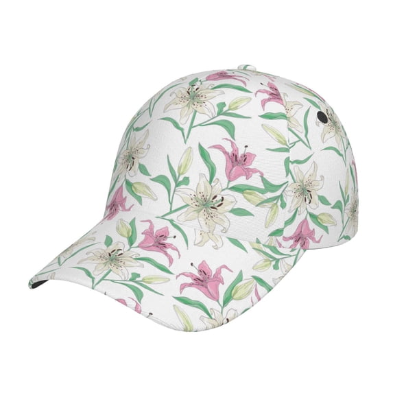Daiia Lilies Flowers print Baseball Cap Men Women Golf Dad Hat Adjustable Original Classic Low Profile Hat Unconstructed Plain Cap