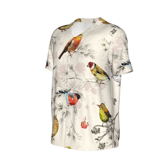 Daiia Little Birds Mens Baseball Jersey Button Down Shirts Short Sleeve Sports Uniforms-4X-Large