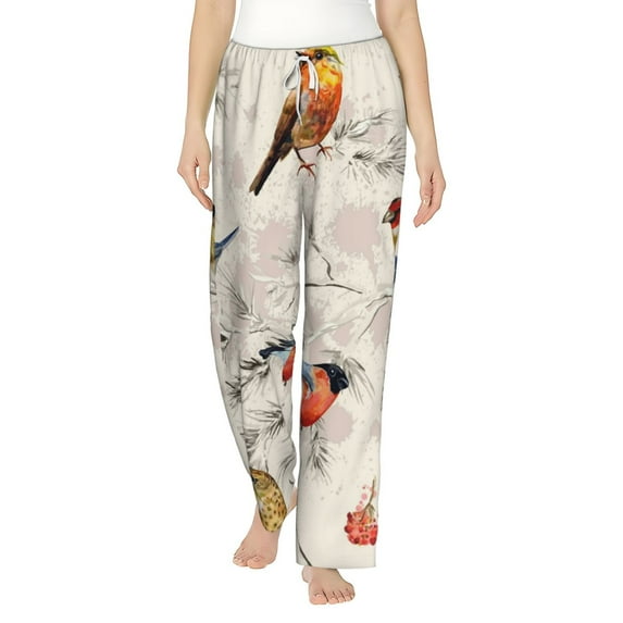 Daiia Little Birds Women's Sleep Pant with Pockets and Drawstring,Pajama Pants-Medium