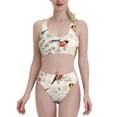 thumbnail image 1 of Daiia Little Birds printed 2 piece Swimsuit Bikinis for Women High Waisted Racerback Bathing Suits Summer Tummy Control Scoop Neck Swimwear-Large, 1 of 8