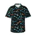 thumbnail image 1 of Daiia Little Fish Skeleton Hawaiian Shirt for Men Gentle Cotton Regular Short Sleeve Casual-Small, 1 of 9