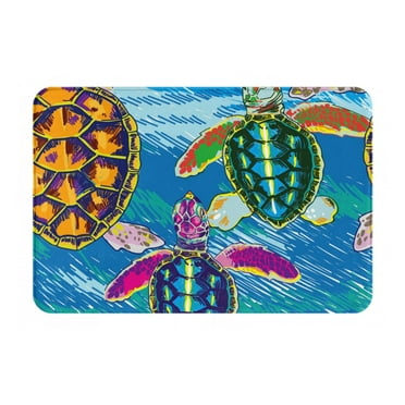 Daiia Little Sea Turtles Front Door Mat, Heavy Duty Durable Welcome Mat for Outdoor Indoor, Dirt Trapper Waterproof Super Absorbent Door Mat, 16" x 24"
