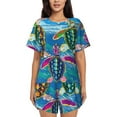 thumbnail image 1 of Daiia Little Sea Turtles Pattern Womens Pajama Sets Short Sleeve Pajamas for Women Sets Soft Lounge Sets Casual Round Neck Sleepwear PJS-X-Large, 1 of 7