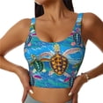 thumbnail image 1 of Daiia Little Sea Turtles Printed Women's Sports Bra, Breathable Activewear Bra with U-Back Design and Removable Pads, Comfortable and Supportive for Yoga, Workout-Large, 1 of 8