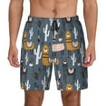 thumbnail image 1 of Daiia Llama and Cactus Mens Swim Trunks Swim Shorts Quick Dry Swim Shorts with Mesh Lining Pockets-X-Large, 1 of 9