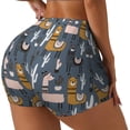 thumbnail image 1 of Daiia Llama and Cactus Pattern Women's Workout Shorts Biker Shorts - High Waisted Workout Spandex Tummy Control Gym Running Yoga Shorts-Large, 1 of 8