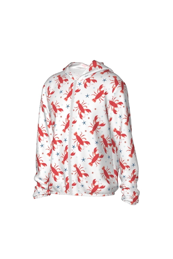 Lobsters And Sea Stars UPF 50+ Sun Protection Hoodie Jacket Lightweight Long Sleeve Sun Shirt for Women Men with Pocket Hiking Outdoor-XX-Large