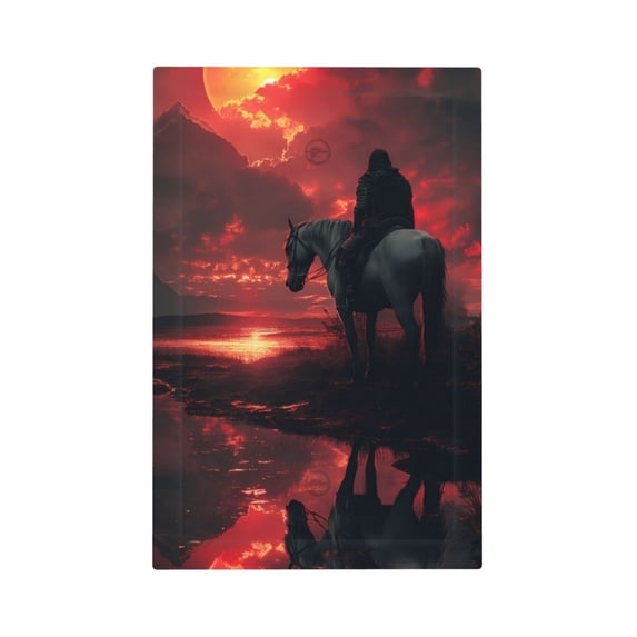 Daiia Lone Rider Under Red Sky Pattern Decorator Wall Plate Child Safe Outlet Cover, Switch and Outlet Covers,Size 1-Gang 5.0" x3.0" , Polycarbonate Thermoplastic-Style V