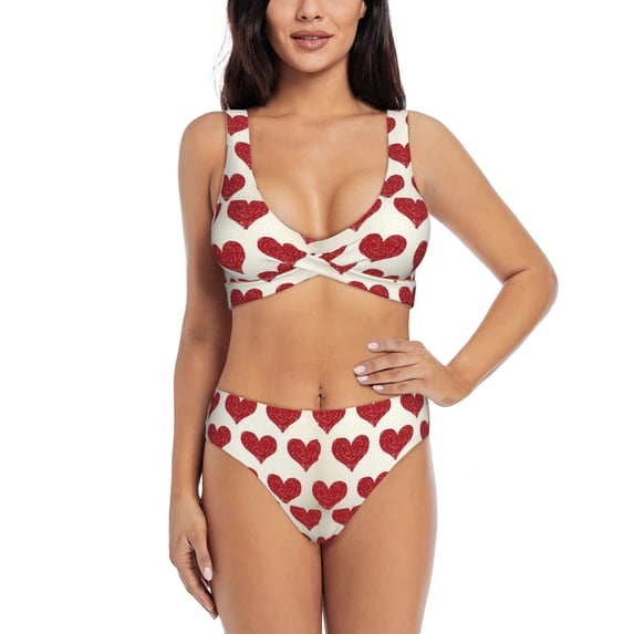 Daiia Love Women's Bikini Set Two Piece Swimsuit High Waisted Bikini Adjustable Straps Bikini Perfect for Beach, Pool, and Summer Vacation-Large