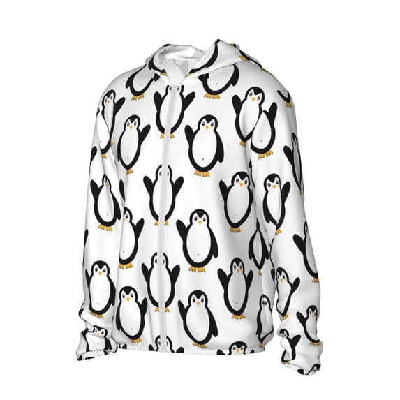 Daiia Lovely Penguin UPF 50+ Sun Protection Hoodie Jacket Lightweight Long Sleeve Sun Shirt for Women Men with Pocket Hiking Outdoor-3X-Large