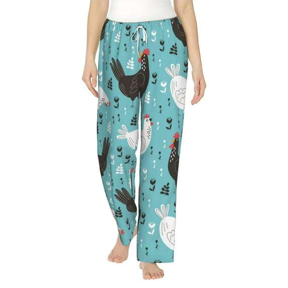 Daiia Lovely Roosters Women's Sleep Pant with Pockets and Drawstring,Pajama Pants-X-Large