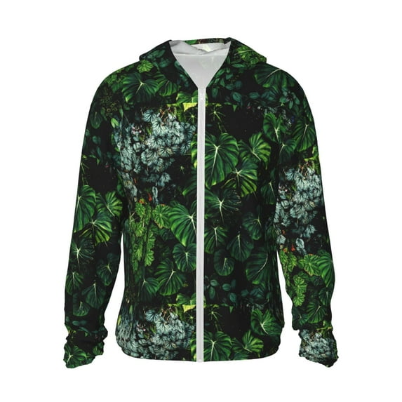 Daiia Lush Foliage Green Plant UPF 50+ Sun Protection Hoodie Jacket Lightweight Long Sleeve Sun Shirt for Women Men with Pocket Hiking Outdoor-Small