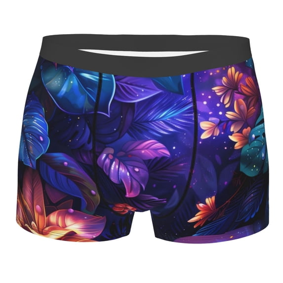 Daiia Magic Colorful Forest Leaves Men's Underwear Boxer Briefs, Cotton Stretch Moisture-Wicking Underwear-Medium