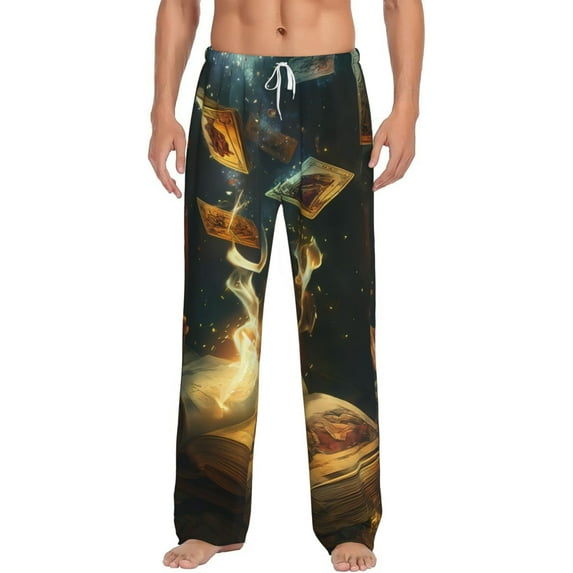 Daiia Magical Tarot Reading Men's Sleep Pant with Pockets and Drawstring,Pajama Pants-X-Large