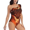 thumbnail image 1 of Daiia Magma Fire Black Dragon Women's One Piece Swimsuits Personalized One Shoulder Swimwear Asymmetric Ruffle Bathing Suits-Medium, 1 of 8