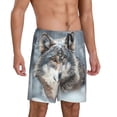 thumbnail image 1 of Daiia Majestic Snowy Wolf Mens Woven Stretch Pajama Short,Short Pajama Pants-Large, 1 of 7