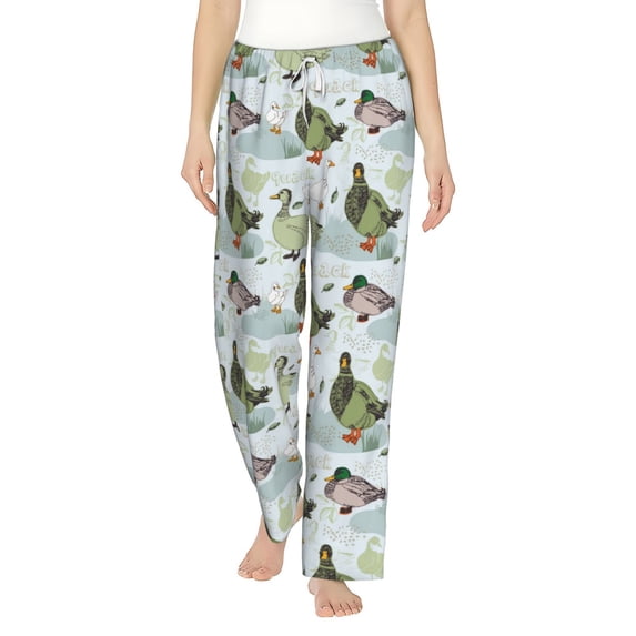 Daiia Mallard Ducks Wild Birds Women's Sleep Pant with Pockets and Drawstring,Pajama Pants-XX-Large