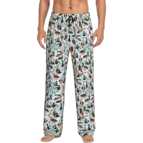 Daiia Mallard Ducks Wild Birds1 Men's Sleep Pant with Pockets and Drawstring,Pajama Pants-Large