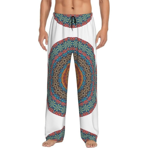 Daiia Mandala Men's Sleep Pant with Pockets and Drawstring,Pajama Pants-Large