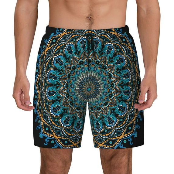 Daiia Mandala Mens Swim Trunks Swim Shorts Quick Dry Swim Shorts with Mesh Lining Pockets-Small