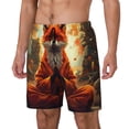 thumbnail image 1 of Daiia Maple Leaf Meditating Fox Mens Swim Trunks Swim Shorts Quick Dry Swim Shorts with Mesh Lining Pockets-Small, 1 of 9