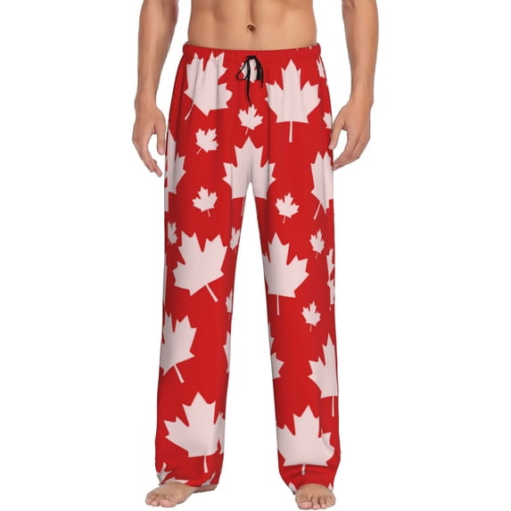 Daiia Maple Leaves Men's Sleep Pant with Pockets and Drawstring,Pajama Pants-Large