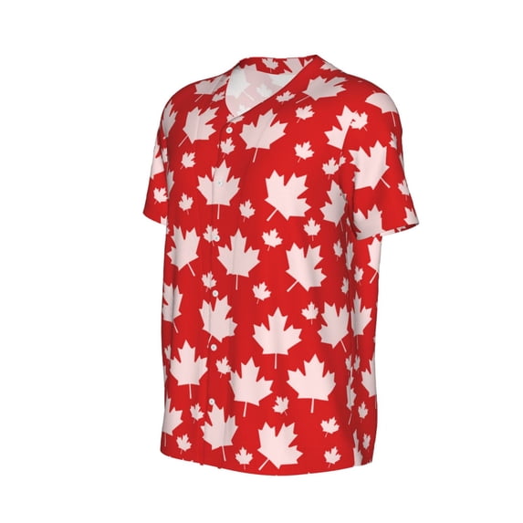 Daiia Maple Leaves Mens Baseball Jersey Button Down Shirts Short Sleeve Sports Uniforms-Large