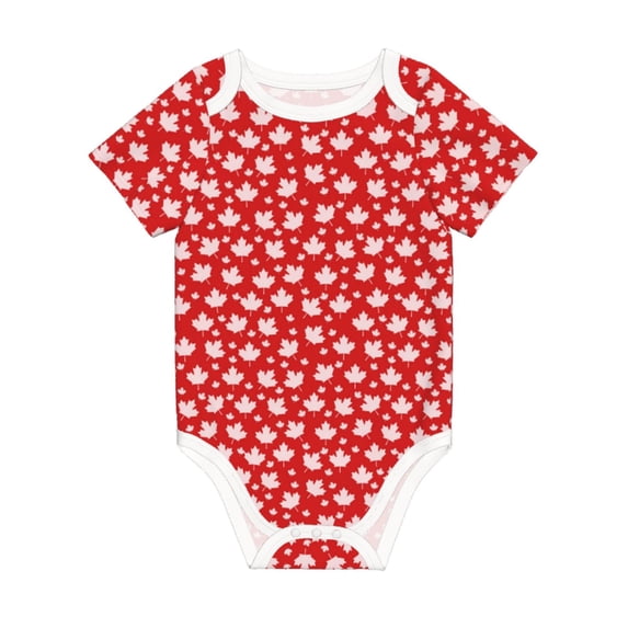 Daiia Maple Leaves Printed Unisex-Baby Short Sleeve Onesies Bodysuits Baby Climbing Clothes Soft and Comfortable Romper with Expandable Shoulder Design-12 Months