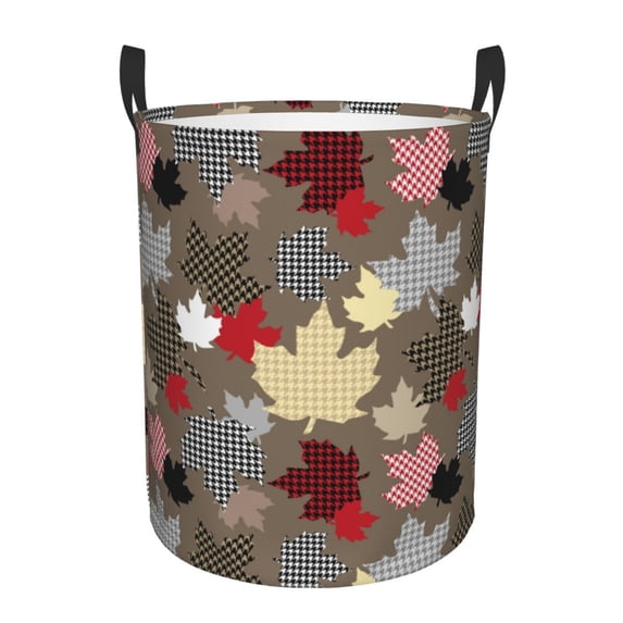 Daiia Maple colorful Round Laundry Basket with Handles Thickened Waterproof Circular hamper,Dirty Clothes Storage Basket for Bedroom,Bathroom,College Dorm-Small