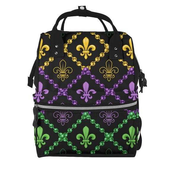 Daiia Mardi Gra Geometric Large Capacity Baby Bag Waterproof Stylish Diaper Bag Mummy Backpack Adjustable Straps Diaper BagBaby Essentials Bag