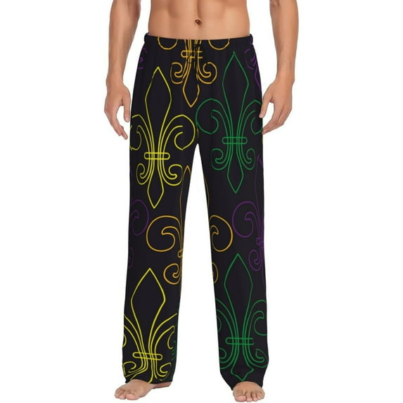 Daiia Mardi Gras Carnival Men's Sleep Pant with Pockets and Drawstring,Pajama Pants-Large