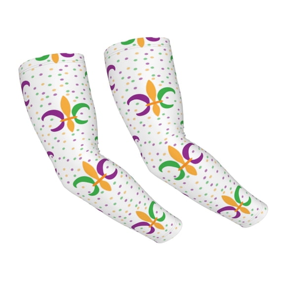 Daiia Mardi Gras Carnival1 UV Sun Protection Arm Sleeves - Cooling Compression Arm Sleeve - Sports & UV Arm Sleeves for Men & Women