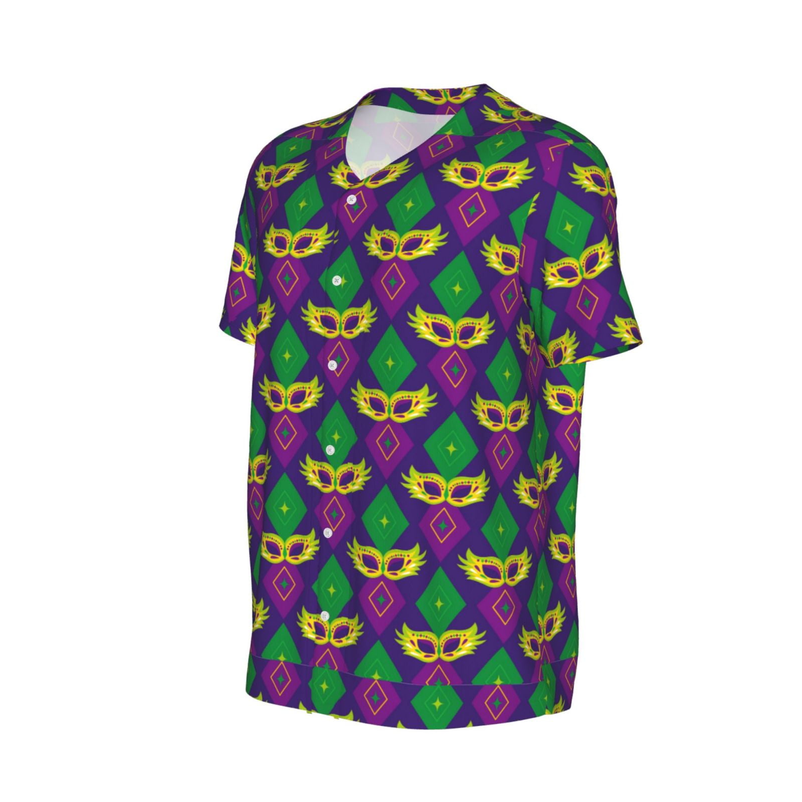 Daiia Mardi Gras Carnival3 Mens Baseball Jersey Button Down Shirts