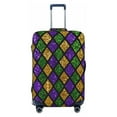thumbnail image 1 of Daiia Mardi Gras Shiny Green Purple Luggage Cover, Thickened Washable Travel Luggage Covers, Elastic Unique Baggage Covers for 18-20 inch Luggage-Large, 1 of 9
