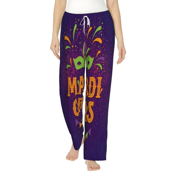 Daiia Mardi Gras2 Women's Sleep Pant with Pockets and Drawstring,Pajama Pants-Medium