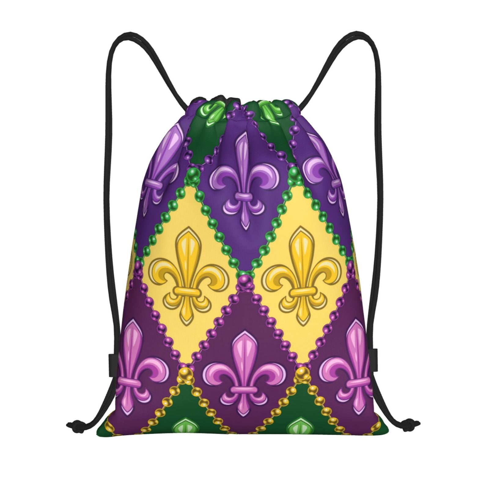 Daiia Mardi Gras4 Pattern Drawstring Backpack, Gym Bag, Lightweight