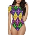 thumbnail image 1 of Daiia Mardi Gras4 Women'S Crew Neck Short Sleeve Slim Fit T Shirts Tops Basic Bodysuit Leotard Clothing-Large, 1 of 9