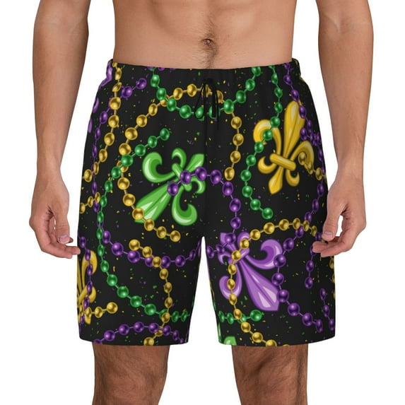 Daiia Mardi Gras6 Mens Swim Trunks Swim Shorts Quick Dry Swim Shorts with Mesh Lining Pockets-XX-Large