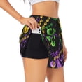 thumbnail image 1 of Daiia Mardi Gras6 Pattern Women's 2 in 1 Running Shorts - Lightweight Athletic Workout Gym Yoga Shorts Liner with Phone Pockets-Medium, 1 of 7