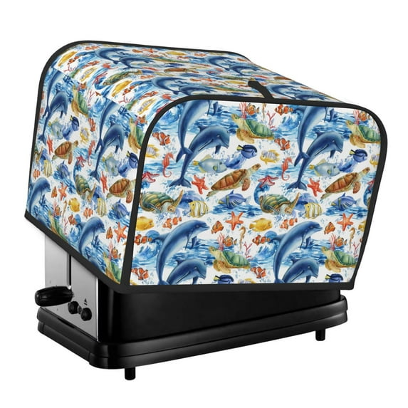 Daiia Marine Animals Pattern 4 slice Toaster Cover, Toaster Appliance Dust-proof Cover For Kitchen Small Appliance Dust Cover and Fingerprint Protection