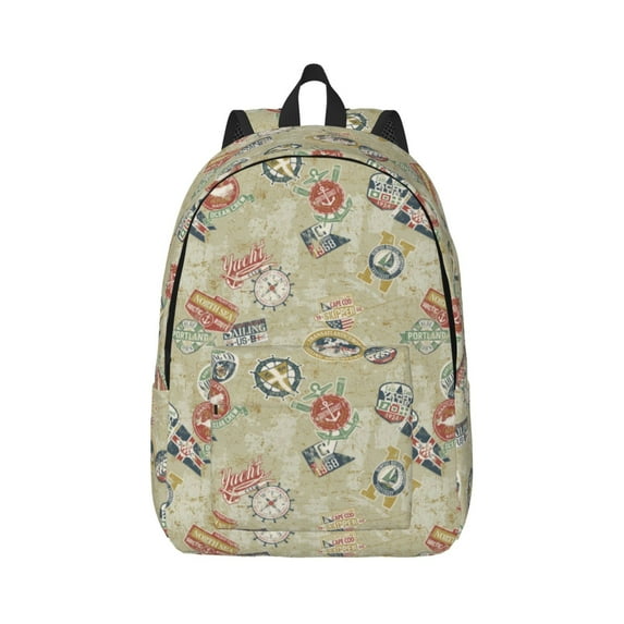 Daiia Marine Sailing Badges Vintage Canvas Backpack for Men and Women ,Hiking Backpack,Travel Laptop Bag for School,Large Capacity Backpack-