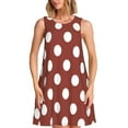 thumbnail image 1 of Daiia Maroon And White Polka Dot Print Women's Dresses 2025 Trendy Short sleeve Dresses Casual Baggy Flowy Maxi Sun Dresses, 1 of 7