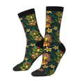 thumbnail image 1 of Daiia Mask Tropical Flower Print Crew Socks – Soft Breathable Long Socks for Men & Women, Moisture-Wicking & Comfortable Daily Wear Socks, One-Size Fits Most (US 5-11), 1 of 6